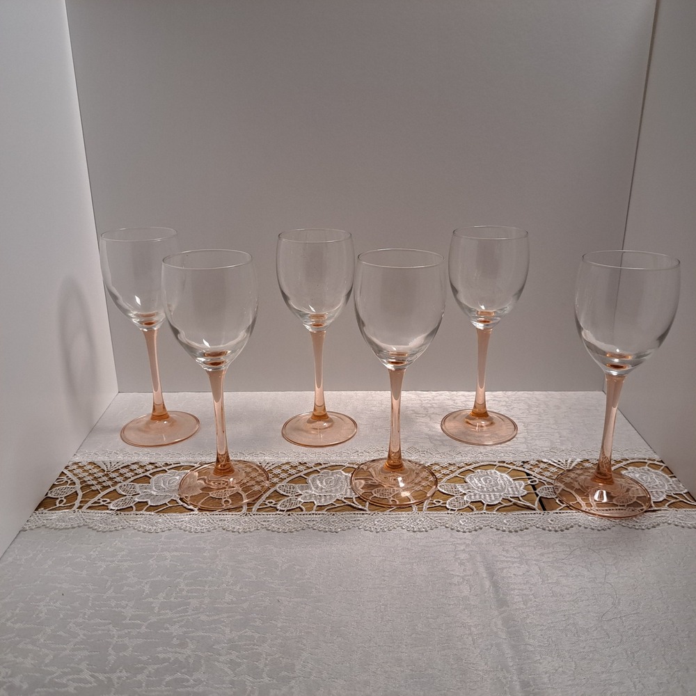 Unbranded Wine Glasses Unisex OS Pink Excellent Pink Stemmed Set of 6